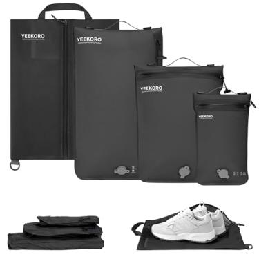 Imagem de YEEKORO Conjunto de 4 sacos de vácuo para viagem, bolsa organizadora profissional reutilizável com zíper impermeável IPX8, bolsa de compressão para mala, bolsas duráveis para economia de espaço