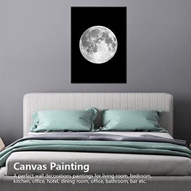 Imagem de GLOGLOW Pintura Em Tela de Fases da Lua de Arte de Parede, Arte de Parede de Alta Definição, 40x30cm, à Prova d'água, Pronta para Pendurar, para Sala de Estar, Quarto, Pintura de Escritório, Revestimento e Tratamento de Parede (Preto 090-16)