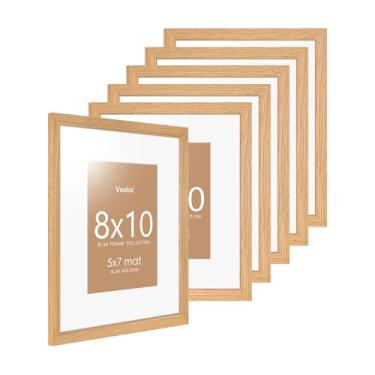 Imagem de Veelot Conjunto de 6 porta-retratos 20 x 25 com acrílico HD resistente a quebras – Use como moldura de 12 x 17 cm com tapete ou tela de 20 x 25 cm sem tapete – molduras finas para exibição de mesa