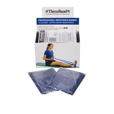 Imagem de TheraBand Faixas de resistência, 1,5 m, 15 unidades de faixas elásticas profissionais de látex para exercícios da parte superior e inferior do corpo, fisioterapia, pilates, exercícios domésticos e