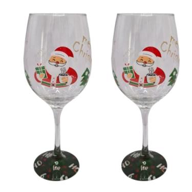 Imagem de Kit 2 Taças de Vidro 490 ml de Natal Papai Noel Verde