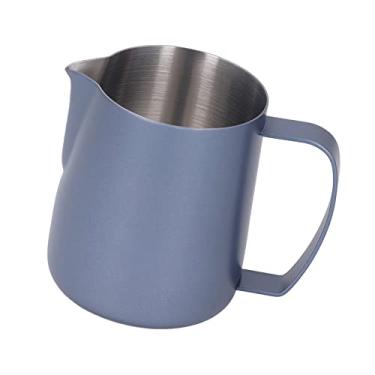 Imagem de GLOGLOW Jarra para Espuma de Leite, Aço Inoxidável, 450ml, Boca Em V Duplo, Alça Espessada, Revestimento de PTFE Nan café e Suprimentos de chá (Jóia Azul)