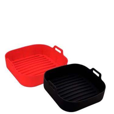 Imagem de Kit 3 Forma de Silicone Air Fryer Grande 18 CM/4 L Assadeira Quadrada Antiaderente