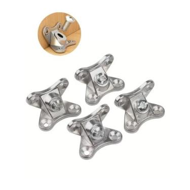 Imagem de Kit 4 Suportes Canto Borboleta Metal Fixação Madeira Móveis - Genérica