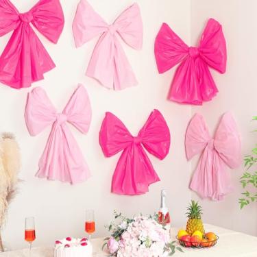 Imagem de Patelai 6 peças de toalha de mesa de parede com laço rosa DIY arco gigante decoração de parede decoração de festa de aniversário para decoração de casa pano de fundo chá de bebê chás de panela