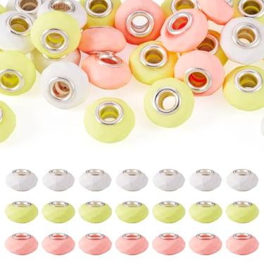 Imagem de 30 peças de contas europeias de furo grande contas de resina facetada para berloques pulseira colar brincos fabricação de joias Rondelle contas para caneta chaveiro DIY artesanato suprimentos luz