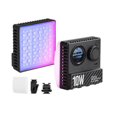 Imagem de Zhjvihx Luz de Vídeo RGB de 10 W, 84 LED CRI95 + 1800K-9000K Luz de Câmera Portátil Regulável Com Tela LCD e Bateria de 2600mAh, para Fotografia Selfie Vlog Live Streaming