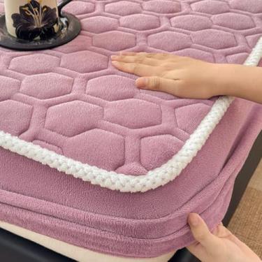 Imagem de Capa de colchão acolchoada, lençóis, protetor de colchão elástico, bolso profundo, lavável, fácil manutenção, para cama de casa e hotel - roxo | 200 * 220 cm
