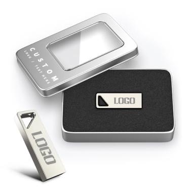 Imagem de Flash Drives USB de metal personalizados, pen drives de polegar personalizados a granel para presentes promocionais de negócios, eventos corporativos, lembrancinhas de casamento, embalagem