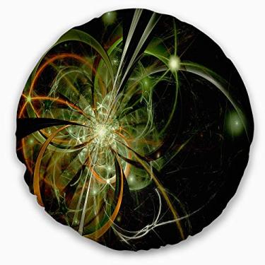 Imagem de Design floral floral floral design floral design de flor fractal amarelo macio da Designart, sofá, almofada de alta qualidade + capa de almofada impressa em ambos os lados 40 cm