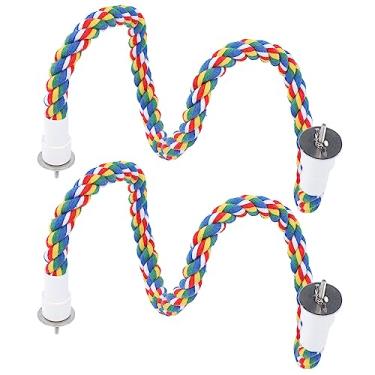 Imagem de Generic Poleiros de Corda Espiral de Papagaio, Coloridos, Feitos à Mão, Balanços de Brinquedo para Exercícios de Pássaros, 2 Peças, Poleiros de Corda de Pássaros para Gaiola de Papagaio, de Algodão