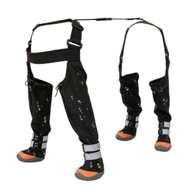 Imagem de Suspensórios Para Botas Cão,de Pernas Impermeável Antiderrapante,Botas Anti-Deslizantes Para Cães Com Faixa Refletora - Para Patas de Filhotes em Condições de Frio Neve e