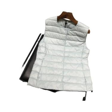 Imagem de Colete Feminino Sem Mangas De Pluma 90% Penas De Pato Branco Ultra Lev