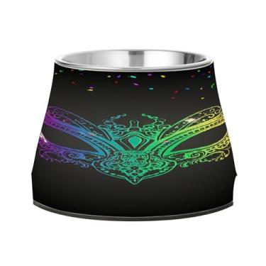 Imagem de CEBUGI Tigelas de aço inoxidável para cães e gatos, resistentes à ferrugem, removíveis, para cães e gatos, tigela elevada antiderrapante para alimentação de cães e gatos, máscara de carnaval