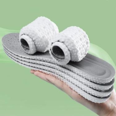 Imagem de 1 par de palmilhas esportivas unissex, espuma acolchoada, respirável, malha superior, inserções flexíveis para corrida, caminhada, academia, cinza, 45