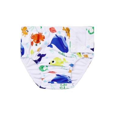 Imagem de Durio Fraldas de natação reutilizáveis para bebês recém-nascidos, fraldas de água laváveis para natação e praia essenciais, Concha e peixe, 2-3 Anos