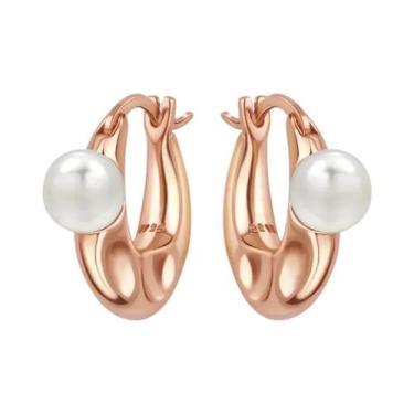 Imagem de Brincos De Argola Minimalistas Em Prata Esterlina 925 Com Pérola E Laç