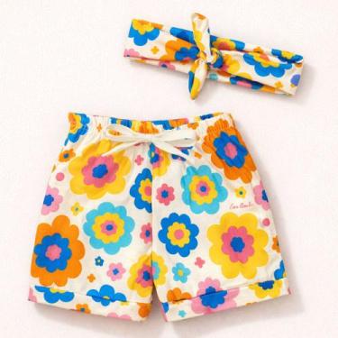 Imagem de Shorts com Faixinha Minimalista para Bebês até 12 Meses Cor:floresTama