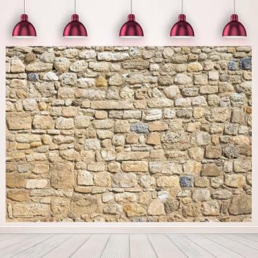 Imagem de MHLSWY Pano de fundo vintage para parede de tijolos de 1,8 x 1,8 m, decoração de festa para recém-nascidos, banner, decoração de casa, cabine de vídeo, estúdio, adereços para fotos