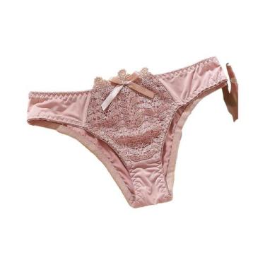 Imagem de Calcinhas De Renda De Cintura Baixa Para Mulheres, Cor Sólida, Sexy E 