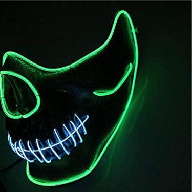 Imagem de Generic Máscara LED Ajustável Com Brilho de Meio Rosto, Modelo de Caveira, Assustador, Adereço para Festa de Halloween, Plástico Preto, Controlador de 19,7 * 13,5 Cm para Festivais de Halloween Em