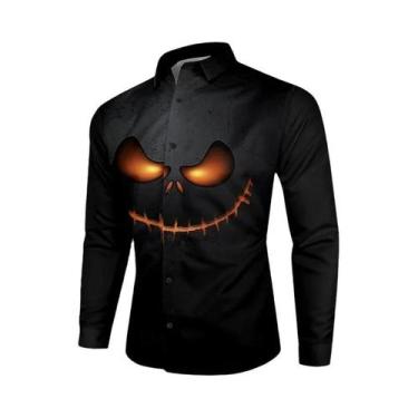 Imagem de Camisa Masculina Amarela De Manga Longa Com Botões Para Festa De Hallo