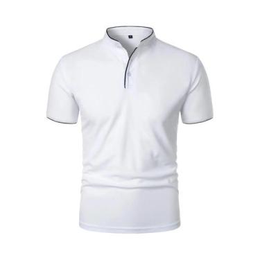 Imagem de Camisa Polo Casual Masculina De Verão Em Cor Sólida, Manga Curta, Resp
