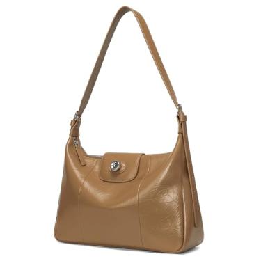Imagem de LA FESTIN Hobo Bolsas femininas de couro Hobo com alça ajustável, Marrom