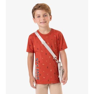 Imagem de Camiseta Meia Malha Infantil Masculina Rovi Kids Laranja, 3, Laranja