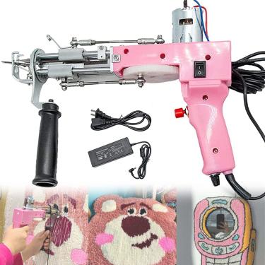 Imagem de EXCORN Pistola de tufagem, pilha de laço de pilha cortada 2 em 1 pistola de tufos de uso duplo, máquina de flocagem de tecelagem de carpete elétrica, máquina de pistola de tapete, pistola de adorno de