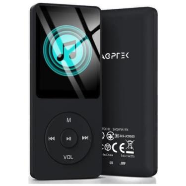 Imagem de AGPTEK Leitor de MP3 A02 de 8 GB, reprodutor de música de som sem perdas de 70 horas, suporta até 128 GB, preto