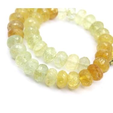 Imagem de 40 peças naturais de contas de citrino Rondelle facetadas de 8 mm, contas de pedras preciosas perfuradas no centro para fabricação de joias – suprimentos DIY para colar, pulseira e brincos