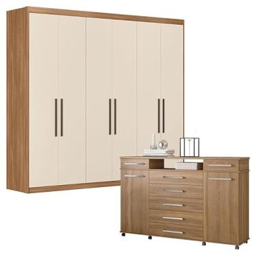 Imagem de Cômoda London e Guarda Roupa Casal Venice 62580 Amendola Touch Off White - Demóbile