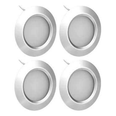 Imagem de Kit 4 Mini Led Luz Embutir Gabinete Closet Branco Quente 12v spot - Po