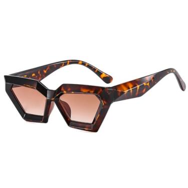 Imagem de Óculos de Sol Olho de Gato Degradê Unissex Armação Pequena UV400 para Esportes ao Ar Livre, Corrida e Ciclismo, Estampa de Leopardo