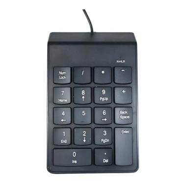 Imagem de Teclado Numérico USB com Fio, 18 Teclas, Preto, Design Slim e Portátil, Plug and Play, Cabo 1,5m