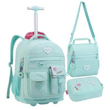 Imagem de Kit Mochila de Rodinhas Lancheira Estojo Feminina Candy-Feminino