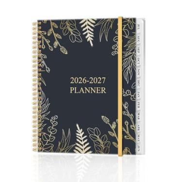 Imagem de Agenda 2026-2027 - Planejador semanal e mensal de julho de 2026 a junho de 2027, agenda 2026 2027 com bolso interno, faixa elástica, 21,6 cm x 28 cm, folha de ouro branco