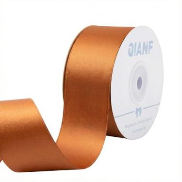 Imagem de QIANF Fita de cobre de 3,5 cm fita de cetim dupla face para embrulhar laços de cabelo para fazer cadeira, casamento, chá de bebê, decoração de convite de festa de aniversário, costura artesanal, 25