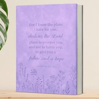 Imagem de Caderno floral cristão religioso, versículo bíblico, espiritual, presentes cristãos para mulheres, caderno de escrita futuro e esperança, roxo