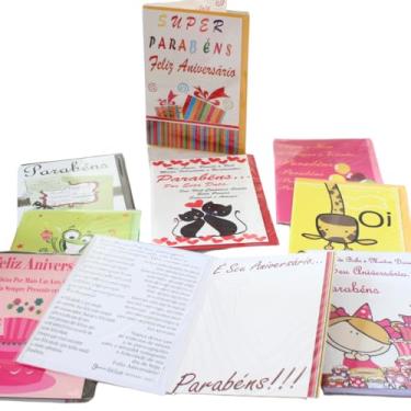 Imagem de Kit 5 unds de Cartão de Parabéns Feliz Aniversário 18 x 12cm - modelos variados