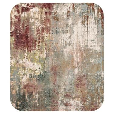 Imagem de RELEANY Tapetes laváveis 3x4 antiderrapantes modernos abstratos macios para sala de estar entrada quarto berçário, padrão impresso, marrom, ferrugem, vermelho, verde, azul, multi