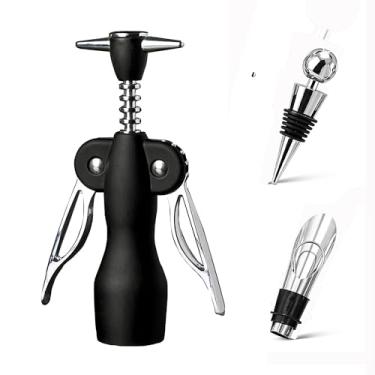 Imagem de Conjunto de abridor de vinho saca-rolhas inspirado na beleza com tampa de garrafa e despejador de aerador design de asa dupla