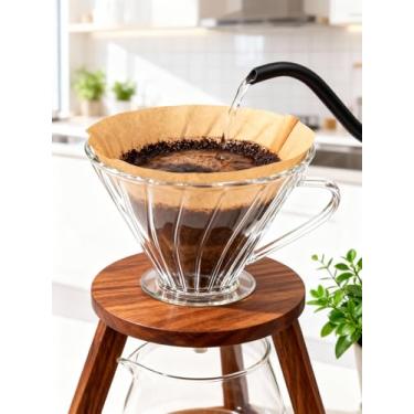 Imagem de Papel de filtro de café não branqueado, pacote com 50 unidades em forma de V grosso para café em casa