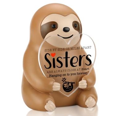 Imagem de CINRLLA Presente de incentivo à irmã, Side by Side or Miles Apart estatueta de preguiça, presente de agradecimento para irmã de Sis ou irmão, linda decoração de mesa para aniversário, formatura de