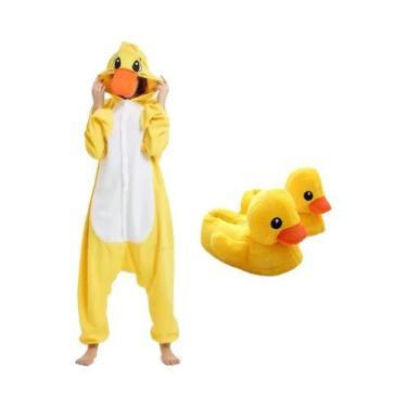 Imagem de Pijama Kigurumi De Pato Amarelo Para Halloween, Fantasia De Festa, Rou