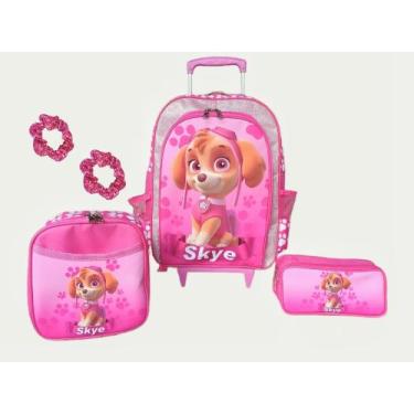 Imagem de Kit mochila de rodinhas frozen escolar infantil meninas brilho moda fe
