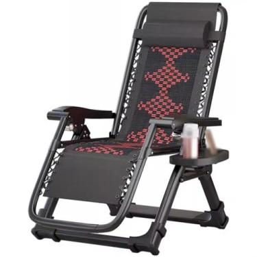 Imagem de Cadeira reclinável dobrável para ambientes internos, padrão de nó chinês, cadeira de gravidade zero, reclinável dobrável fácil de guardar, cadeira de praia sem instalação, capacidade de carga 150 kg