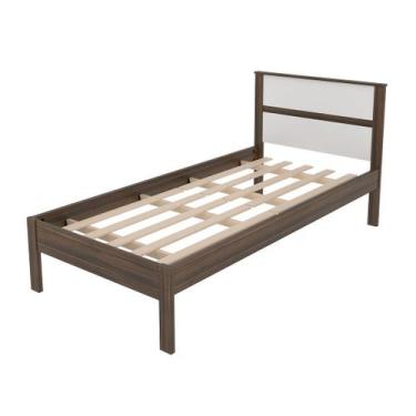 Imagem de Cama de Solteiro Tradicional para Colchão 88cm MDP Branca Tecnomobili 