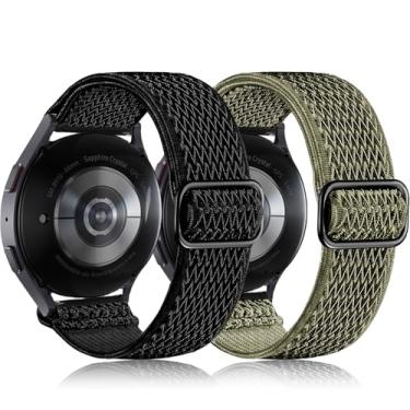 Imagem de Pacote com 2 pulseiras elásticas para Galaxy Watch 7/6/5/4 de 44 mm e 40 mm/5 Pro de 45 mm, Samsung Galaxy Watch 6/4 Classic de 43 mm, 42 mm, 46 mm e 47 mm/Active 2/3 de 41 mm, pulseira de nylon